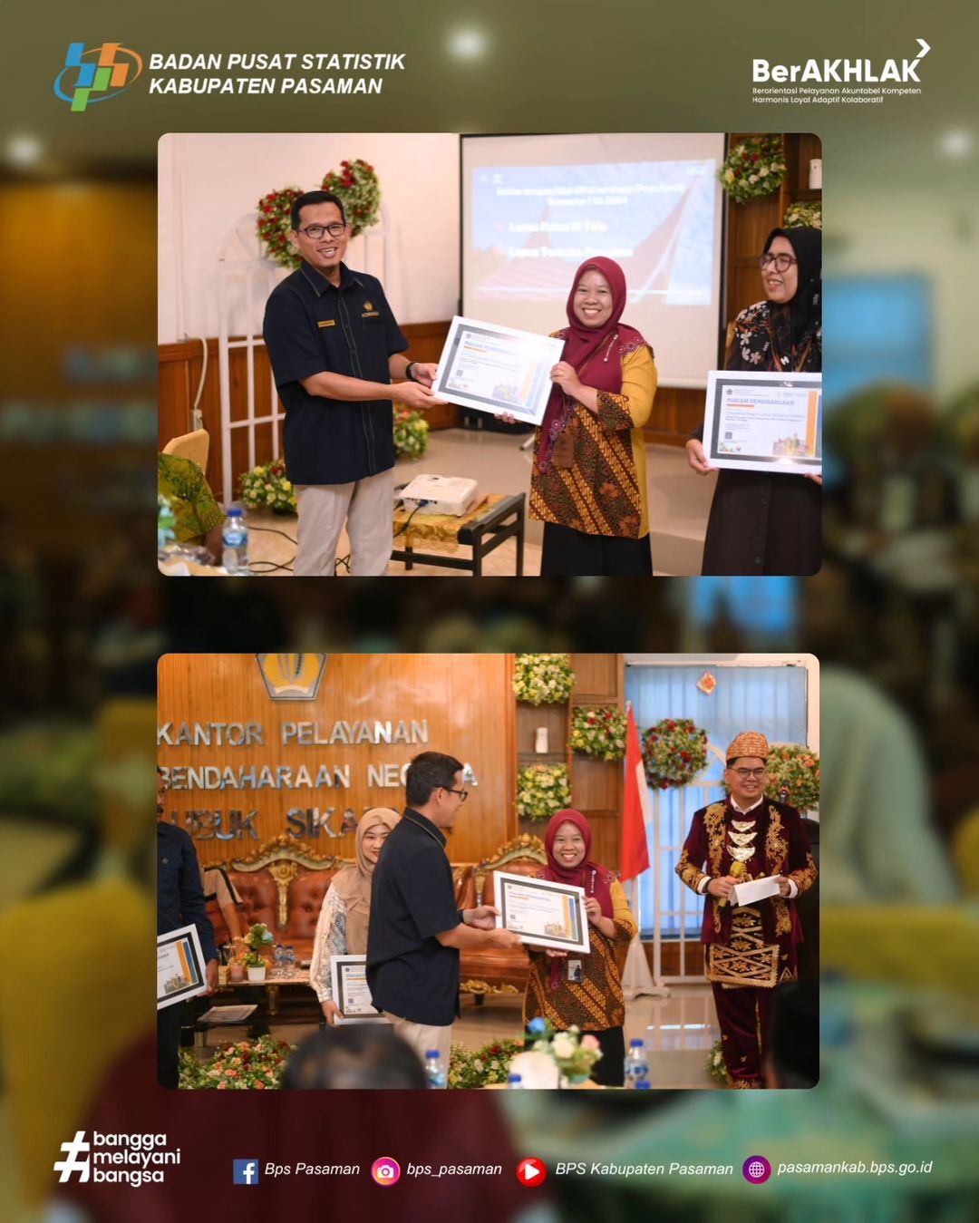 BPS Pasaman Dianugerahi Penghargaan Transparansi Keuangan